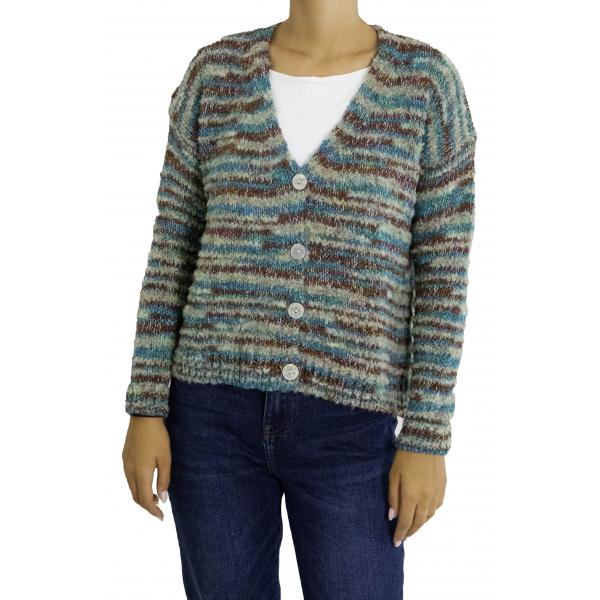 Cardigan multicolor con bottoni 